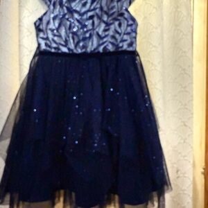 Elegant Jona Michelle Navy Blue sparkling Kids special occasion Dress, wedding
